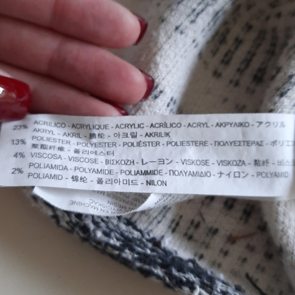 Zara 8 cream gray black stripe knit cardigan - Picture 5 of 9